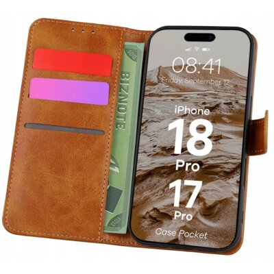 Etui BIZON Case Pocket do Apple iPhone 17 Pro/18 Pro Brązowy