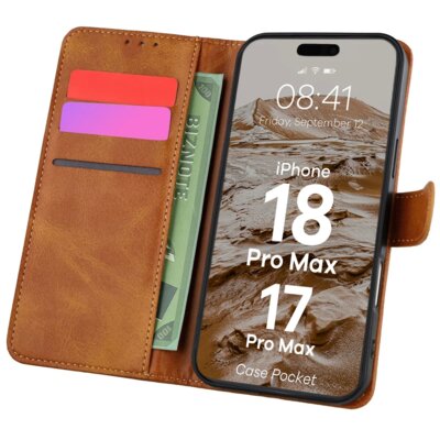 Etui BIZON Case Pocket do Apple iPhone 17 Pro Max/18 Pro Max Brązowy