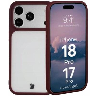 Etui BIZON Case Angelo do Apple iPhone 17 Pro/18 Pro Burgundowy Matowy