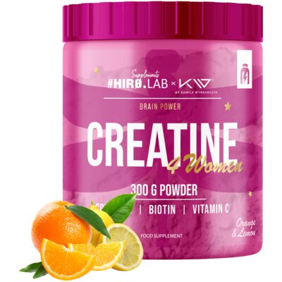 Monohydrat kreatyny HIRO.LAB 4 Woman Pomarańczowo-cytrynowy (300g)