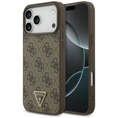 Etui GUESS Leather 4G Triangle Strass MagSafe do Apple iPhone 17 Pro Max/18 Pro Max Brązowy