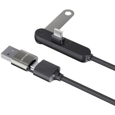 Kabel USB-C kątowy - USB/USB-C LENYES LC569 240W 1.2m Czarny