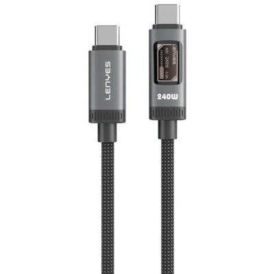 Kabel USB-C - USB-C LENYES z wyświetlaczem OLED LC571 TC-TC 240W 1.2 m Czarny