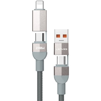Kabel USB-C/USB-A - USB-C/Lightning LENYES LC543 Magnetyczny 240W 1m Szary