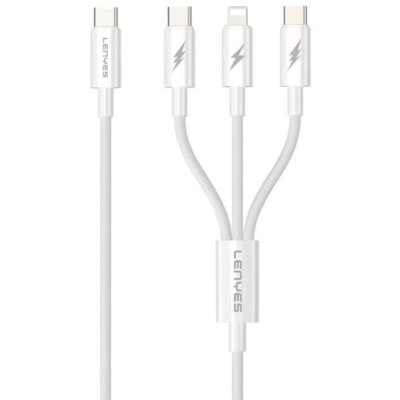 Kabel USB-C - USB-C/USB-C/Lightning LENYES LC521 60W 1.2m Biały