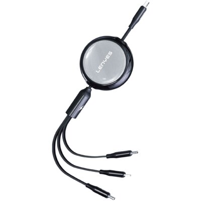 Kabel USB-C - USB-C/USB-C/Lightning LENYES LC524 60W 1.2 m Czarny