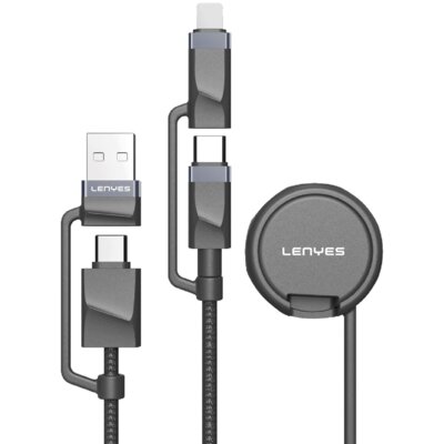 Kabel USB-C-/USB-A - USB-C/Lightning/Smartwatch LENYES LC541 60W 1m Czarny