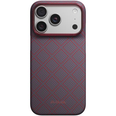 Etui PITAKA Edge Case Argyle MagSafe do Apple iPhone 17 Pro/18 Pro Niebiesko-czerwony