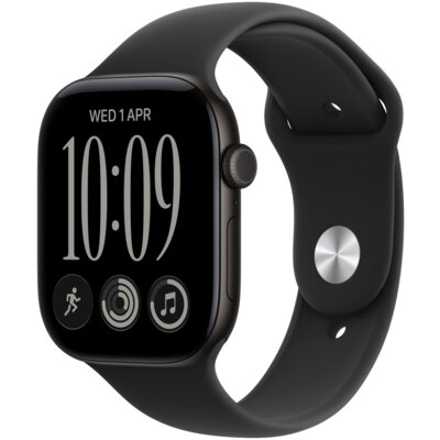 Apple Watch 12 GPS 42mm koperta z aluminium (czarny) + pasek sportowy rozmiar S/M (czarny)