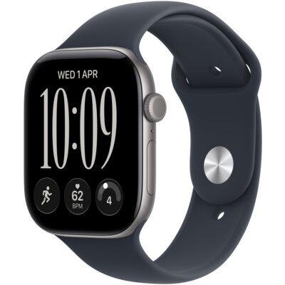 Apple Watch 12 GPS 46mm koperta z aluminium (gwiezdna szarość) + pasek sportowy rozmiar S/M (granat)