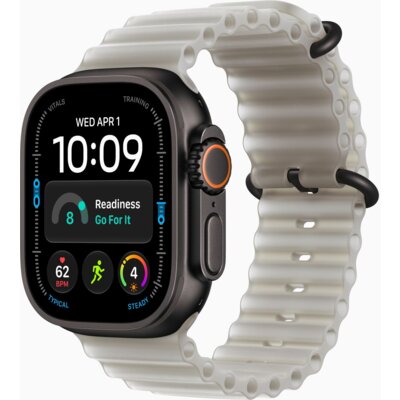 Apple Watch Ultra 4 GPS + Cellular 49mm koperta tytanowa (czarny) + pasek Ocean (półprzezroczysta szarość)