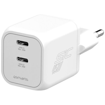 Ładowarka sieciowa 4SMARTS PDPlug SiC Dual 45W Biały ładowarka do telefonu USB-C