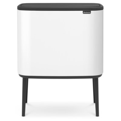 Kosz na śmieci uchylny BRABANTIA 313547 Bo Touch do segregacji, dwa wyjmowane wiadra, regulowane nóżki 34L Biały