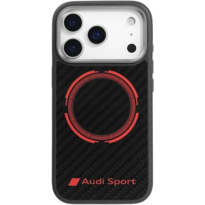 Etui AUDI RSQ Carbon Fiber Sport Red Circle MagSafe do Apple iPhone 17 Pro/18 Pro Czarny