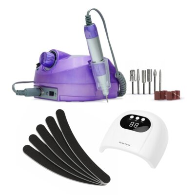 Frezarka do paznokci BEAUTIFLY Allura Nails + Lampa UV-LED do paznokci BEAUTIFLY Sunray Light + Pilnik do paznokci BEAUTIFLY (5 szt.)