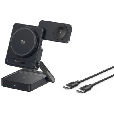 Ładowarka indukcyjna BASEUS PicoGo AF21 3w1 35W Czarny Qi2.2 MagSafe
