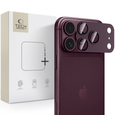 Osłona aparatu TECH-PROTECT CamFull Fit+ do Apple iPhone 18 Pro Burgundowy