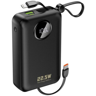 Powerbank DUADO K14+ 20000 mAh 22.5W PD SCP QC FCP AFC Czarny