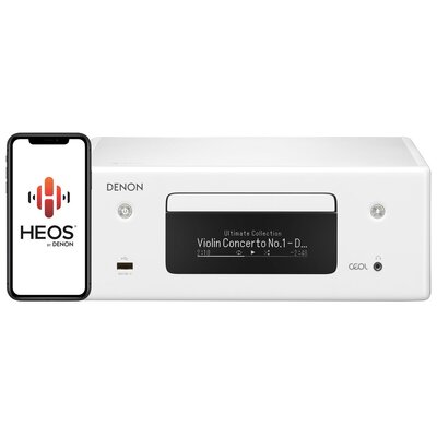 Amplituner Stereo DENON RCD-N10 Biały, Odtw.CD, Tuner AM/FM, Bluetooth, Wi-Fi, AirPlay2, Multiroom HEOS, Spotify