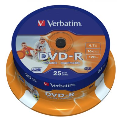 Płyta VERBATIM Printable DVD-R, 4.7 GB, 16x (25 szt.)
