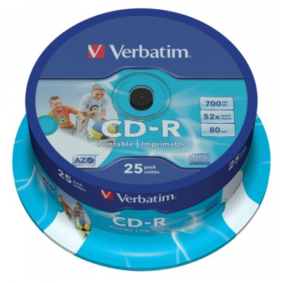 Фото - Оптичний диск Verbatim Płyta  CDR Azo Printable Cake 25 43439 