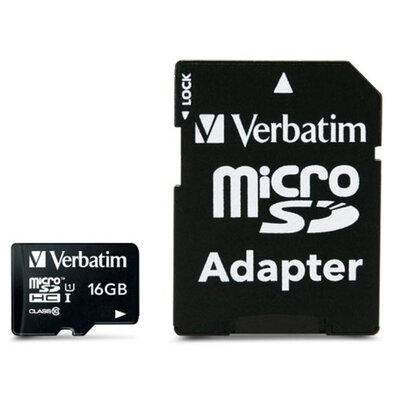 Karta pamięci VERBATIM microSDHC 16GB + Adapter