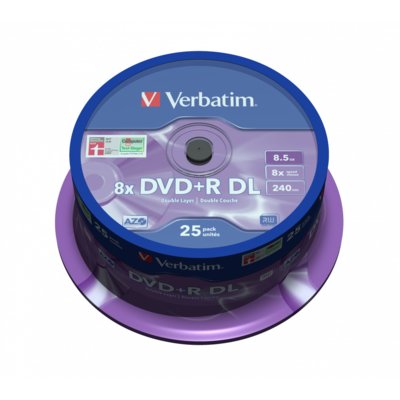 Płyta VERBATIM Double Layer DVD+R, 8.5 GB, 8x (25 szt.)
