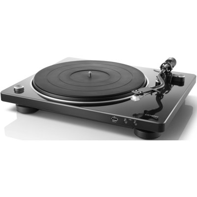 Gramofon DENON DP-450USB Czarny Lakier, Półautomat, Napęd paskowy, Pokrywa w zestawie, Prędkość odtw. 33 1/3,45,78 obr./min