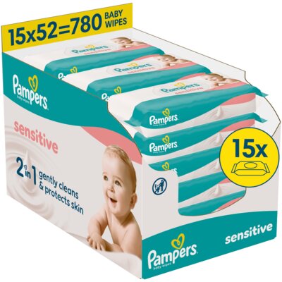 Chusteczki nawilżane PAMPERS Sensitive Plastic Free (780 szt.)
