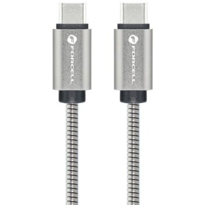 Kabel USB-C - USB-C FORCELL F-Energy C239 100W E-Mark Metal 1 m Srebrny