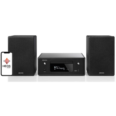 Wieża DENON CEOL N10 Czarna, Odtw.CD, Tuner AM/FM, Bluetooth, Wi-Fi, Airplay2, Multiroom HEOS, Spotify, DSD, FLAC