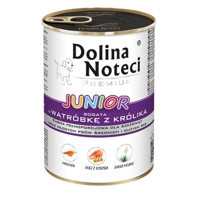 Karma dla psa DOLINA NOTECI Premium Junior bogata w wątróbkę z królika 400 g