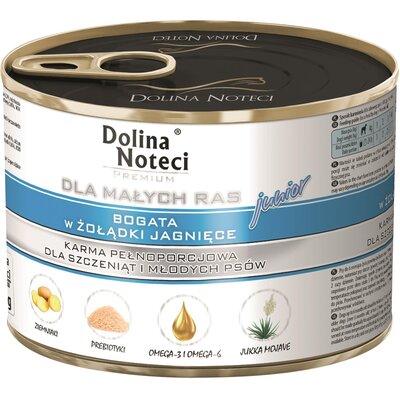 Karma dla psa DOLINA NOTECI Premium Junior bogata w żołądki jagnięce 185 g
