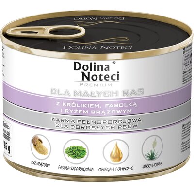 Karma dla psa DOLINA NOTECI Premium z królikiem, fasolką i ryżem brązowym 185 g