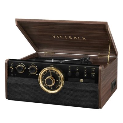 Gramofon VICTROLA VTA-270B Brązowy, Półautomat, Napęd paskowy, CD, Wbudowane głośniki, Prędkość odtw. 33 1/3,45,78 obr./min