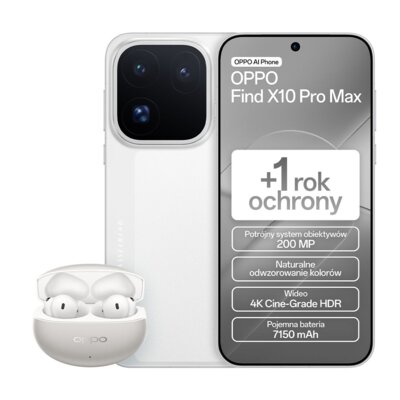 Smartfon OPPO Find X10 Pro Max 5G 12/512GB 6.78" 144Hz Biały + słuchawki X3s