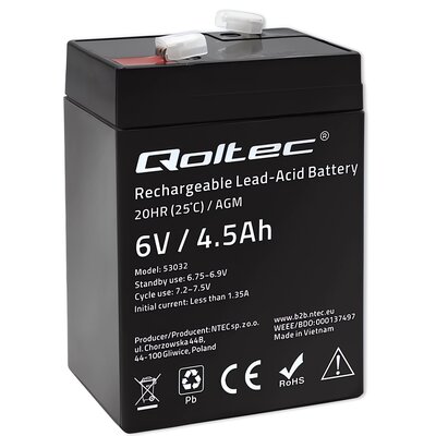 Akumulator QOLTEC 53032 4.5Ah 6V