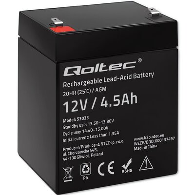 Zdjęcia - Bateria do UPS Qoltec Akumulator  53033 4.5Ah 12V 