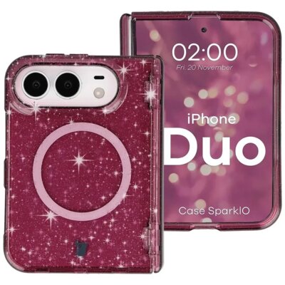 Etui BIZON SparklO MagSafe do Apple iPhone Duo Przezroczysto-burgundowy