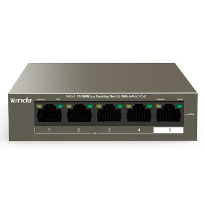 Switch TENDA TEF1105P-4-63W Fast Ethernet, 5 portów, Funkcja PoE