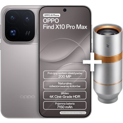 Smartfon OPPO Find X10 Pro Max 5G 12/512GB 6.78" 144Hz Tytanowy + Telekonwerter