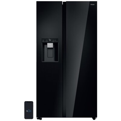 Lodówka HAIER SBS 90 Seria 7 HSW79F18DIGB Nofrost Side by side 177.5cm Czarne szkło