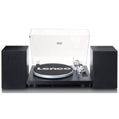 Gramofon LENCO LS-500BK Czarny, Manualny, Napęd paskowy, BT, Kolumny głośnikowe w zestawie, Prędkość odtw. 33 1/3, 45 obr./min