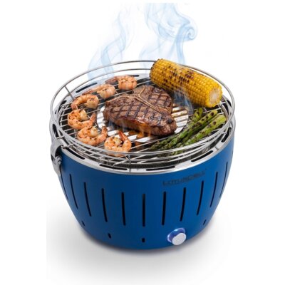 Grill ogrodowy węglowy LOTUSGRILL Mini G-TB-280 Okrągły, bezdymny, termiczna obudowa, Niebieski