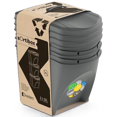 Kosz na śmieci PROSPERPLAST Sortibox IKWB25S3-405U (3x25l) Szary