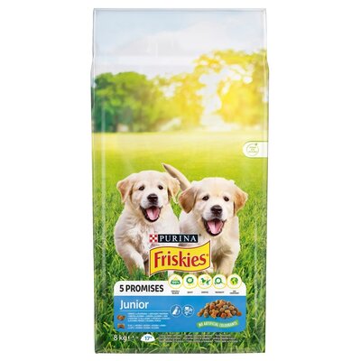 Karma dla psa FRISKIES 5 Promises Junior Kurczak z warzywami i z mlekiem 8 kg