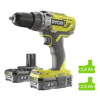 Wiertarko-wkrętarka RYOBI R18PD3-220S zestaw akumulatorów