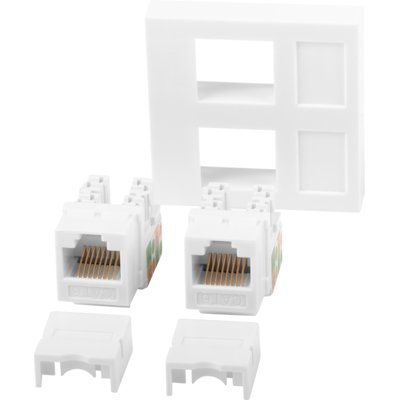 Gniazdo LANBERG WS-4545-2XRJ45K-W
