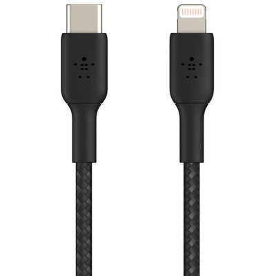 Zdjęcia - Kabel Belkin  USB-C - Lightning  1m Pleciony Czarny CAA004BT1MBK 