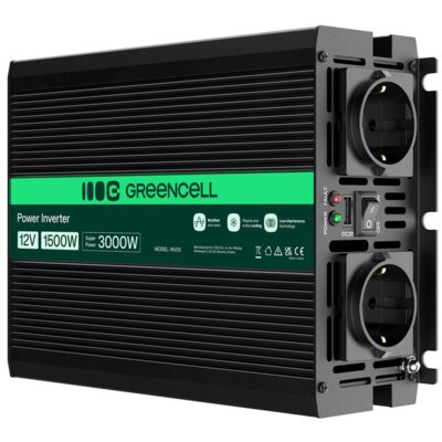 Przetwornica GREENCELL 12V na 230V 1500W/3000W Modyfikowana sinusoida